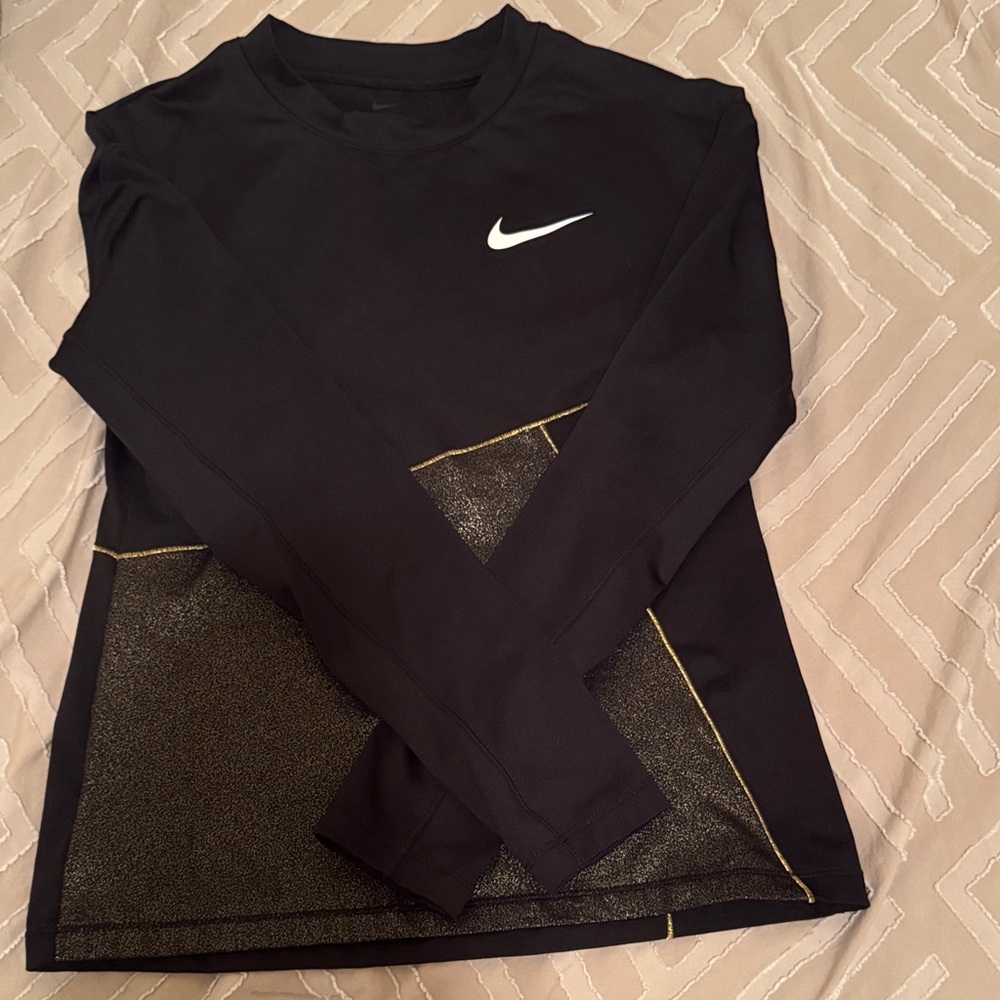 Nike Black and Gold Long Sleeve Top